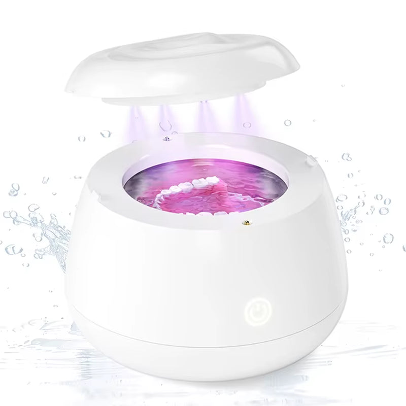 KUNPHY New Ultrasonic UV Cleaner Dental Assistant Denture Bath Pulsating Cleaning Kit for Jewelry False Teeth Aligner Retainer